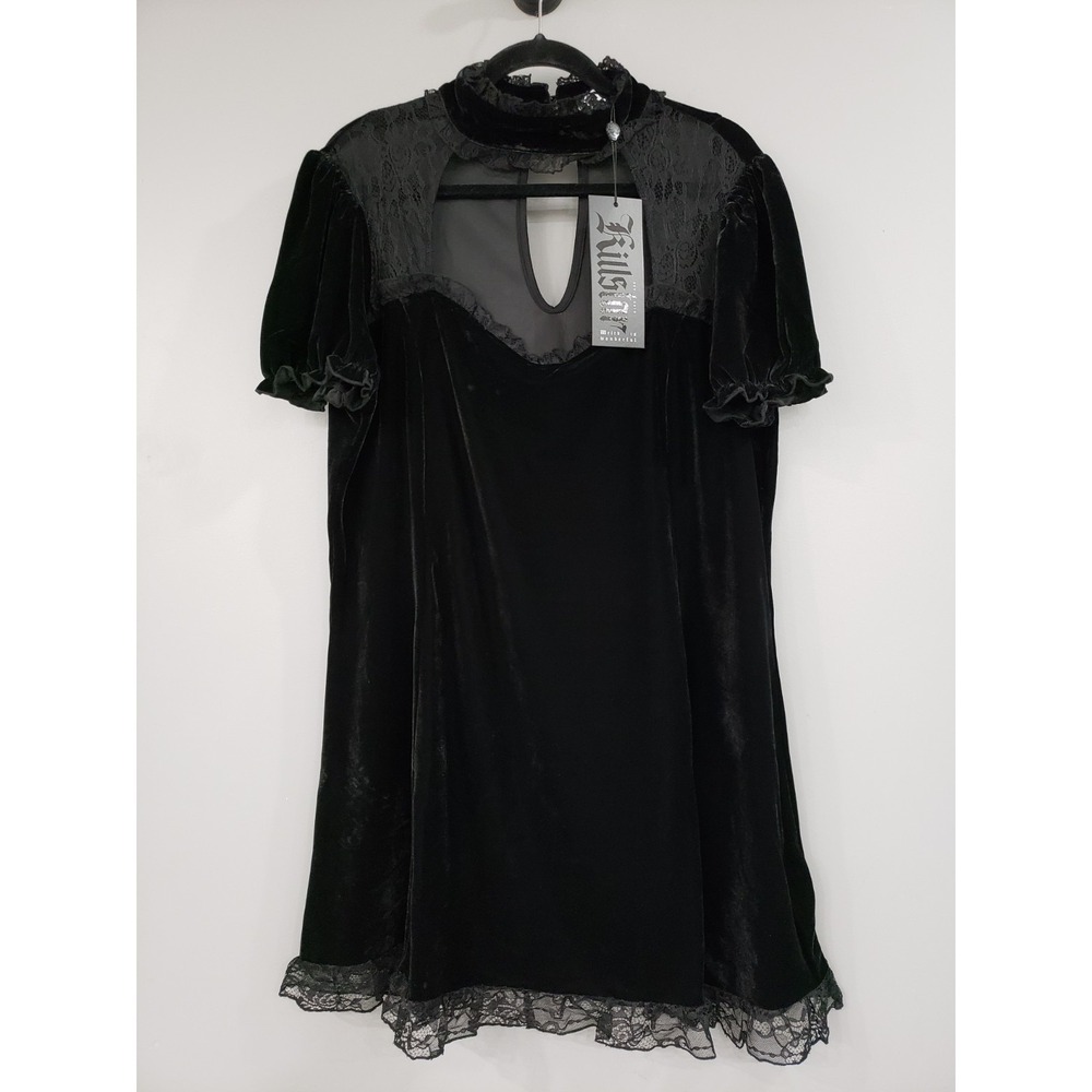 NWT‎ 3XL Killstar Julienne Dress Mini Black Velvet Lace Romantic Mourning Lolita
